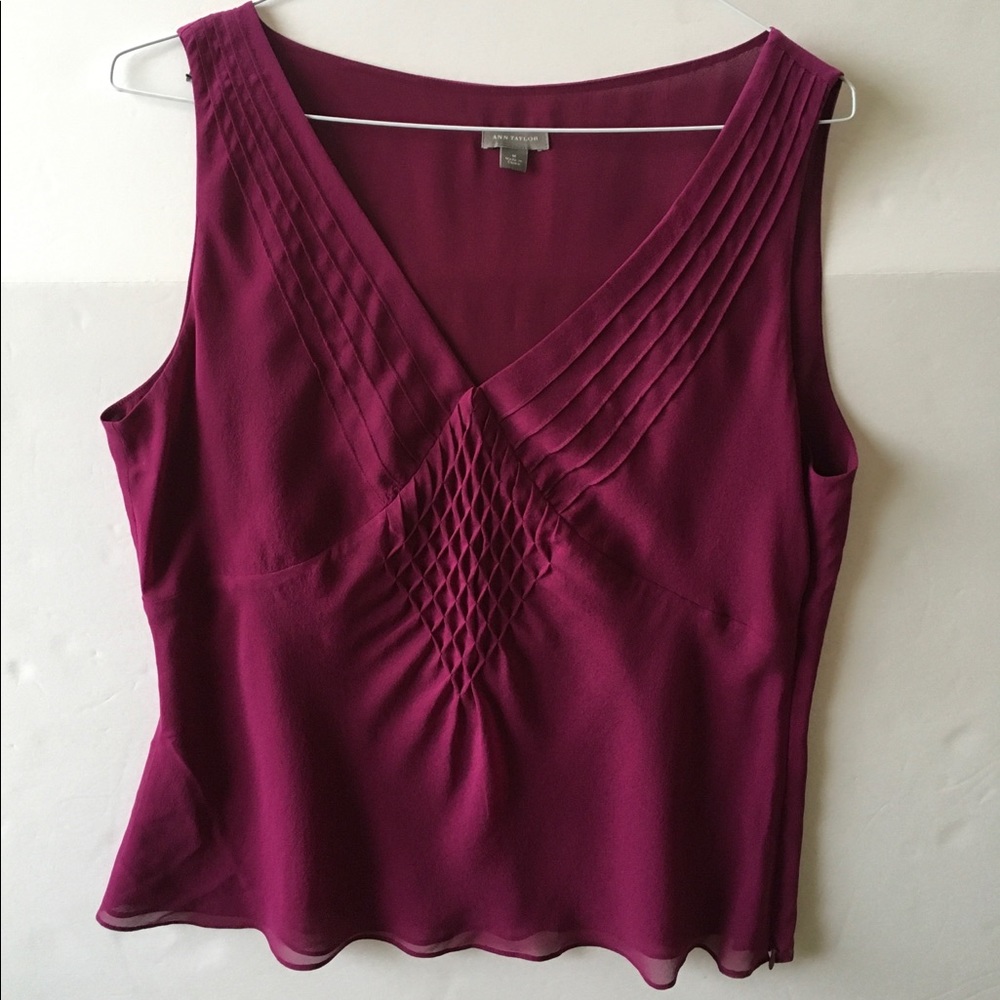 Ann Taylor Sleeveless Burgundy Blouse Sz M